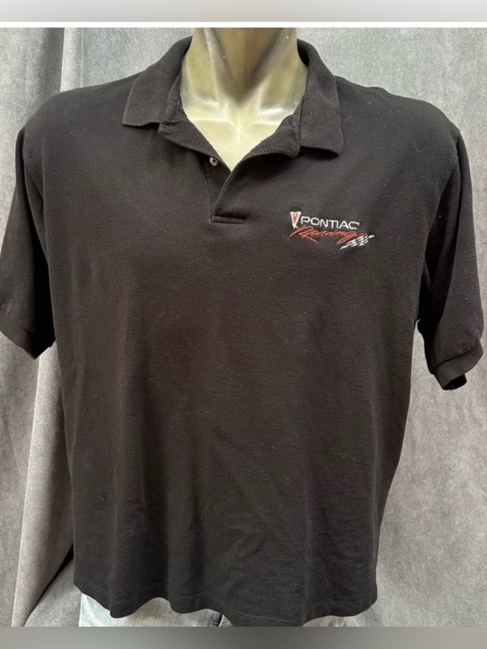 Vintage 90s Pontiac racing polo shirt XXL black